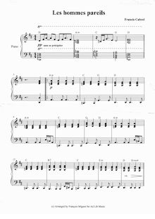 Partition de piano Les Hommes Pareils - Francis Cabrel 