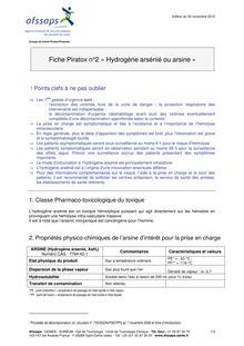 Fiche Piratox 2 : Hydrogène arsenié ou arsine 01/12/2010