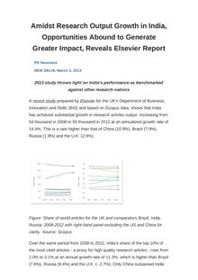 Amidst Research Output Growth in India, Opportunities Abound to Generate Greater Impact, Reveals Elsevier Report