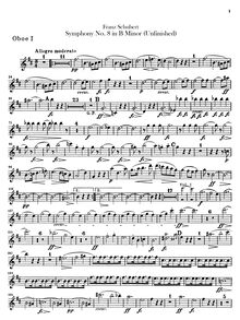 Partition hautbois 1, 2, Symphony No.8, Unvollendete (Unfinished)