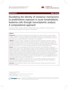 Elucidating the identity of resistance mechanisms to prednisolone exposure in acute lymphoblastic leukemia cells through transcriptomic analysis: A computational approach