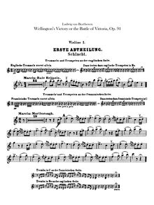 Partition violons I, Wellingtons Sieg, oder Die Schlacht bei Vittoria