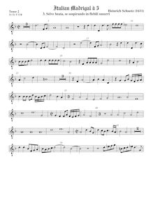 Partition ténor viole de gambe 2, octave aigu clef, italien madrigaux
