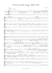 Partition ténor- et basse enregistrement , Prelude et Fugue en G major