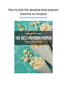 How to pick the absolute best popcorn machine on Amazon