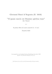 Partition complète, O quam suavis est Domine spiritus tuus, Banchi d Argenta, Giovanni