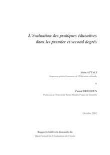 L évaluation des pratiques éducatives dans les premier et second degrés : rapport suivi de l avis du Haut conseil de l évaluation de l école