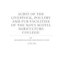 Audit of the Livestock and Poultry Operations of the Nova Scotia  Agricultural College
