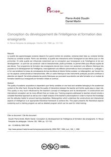 Conception du développement de l intelligence et formation des enseignants - article ; n°1 ; vol.126, pg 121-132