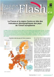 La France et la région Centre en tête des indicateurs démographiques des pays de l Union européenne