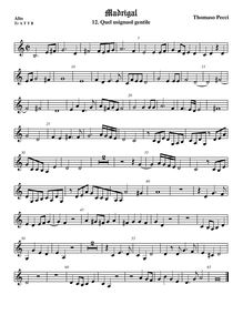 Partition ténor viole de gambe 1, aigu clef, Madrigali a 5 voci, Libro 2 par Tommaso Pecci