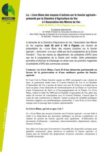 Le " Livre Blanc des moyens d actions sur le foncier agricole ...