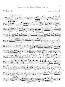 Partition violoncelles, Symphony No.3, Symfonie č.3, E♭ major, Dvořák, Antonín
