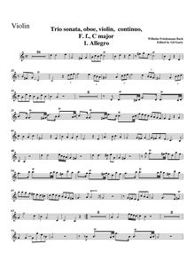 Partition violon, Sonata en C major pour hautbois, violon et Continuo