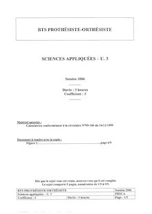 Btsproth 2006 sciences appliquees