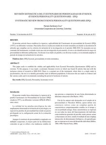 REVISIÓN SISTEMÁTICA DEL CUESTIONARIO DE PERSONALIDAD DE EYSENCK(EYSENCK PERSONALITY QUESTIONNARIE – EPQ)