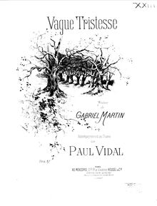 Partition complète, Vague tristesse, E minor, Vidal, Paul