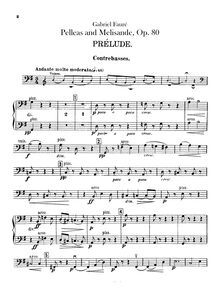 Partition Basses, Pelléas et Mélisande , Op.80, Fauré, Gabriel