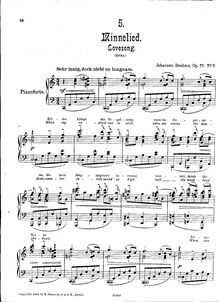 Partition complète, 5 chansons, 5 Gesänge, Brahms, Johannes