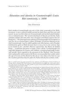 Education and identity in Constantinople s Latin Rite community, c ...
