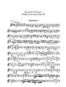 Partition clarinette 1, 2 (en B♭, A), violon Concerto en A minor, Op 82