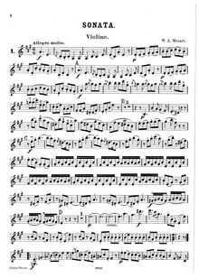 Partition de violon, violon Sonata, A major, Mozart, Wolfgang Amadeus par Wolfgang Amadeus Mozart