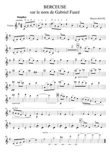 Partition de violon, Berceuse sur le nom de Gabriel Fauré