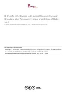 D. O keeffe et A. Bavasso (éd.), Judicial Review in European Union Law, Liber Amicorum in Honour of Lord Slynn of Hadley, vol. I - note biblio ; n°1 ; vol.53, pg 242-244