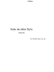 Partition violon 2,  pour corde quatuor, Suite im alten Style, D minor