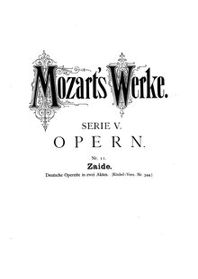 Partition Contents, Zaide, Das Serail, Mozart, Wolfgang Amadeus