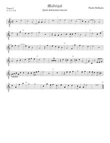 Partition ténor viole de gambe 2, octave aigu clef, madrigaux pour 5 voix par  Paolo Bellasio par Paolo Bellasio