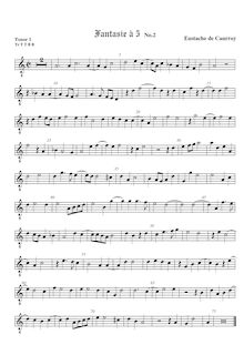 Partition ténor viole de gambe 1, octave aigu clef, fantaisies pour 5 violes de gambe par Eustache Du Caurroy par Eustache Du Caurroy