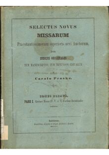 Partition Front et back cover (color scan), Selectus Novus Missarum