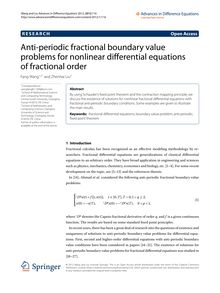 Anti-periodic fractional boundary value problems for nonlinear differential equations of fractional order