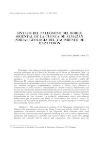 Síntesis del Paleógeno del borde oriental de la Cuenca de Almazán (Soria): Geología del yacimiento de Mazaterón