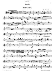 Partition de violon, Sonatina pour violon et Piano, Sonatina (instruktivni) pro housle s průvodem piana. Op. 27. Složil Zdeněk Fibich.