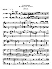 Partition basson 1 / 2, Don Pasquale, Dramma buffo in tre atti, Donizetti, Gaetano