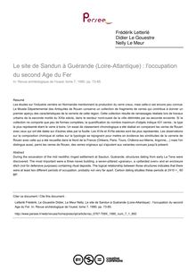 Le site de Sandun à Guérande (Loire-Atlantique) : l occupation du second Age du Fer - article ; n°1 ; vol.7, pg 73-85