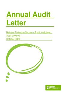2008-2009 - Annual Audit Letter - National Probation  Service - South Yor