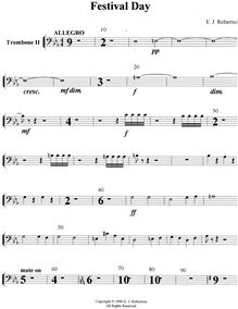 Partition Trombone 2, Festival Day, E-flat, Robertson, Ernest John