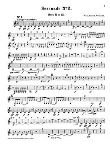 Partition cor 2 (en E♭), Serenade, Serenade No.11 ; Serenade for Winds