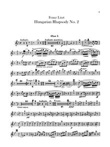 Partition hautbois 1, 2, Hungarian Rhapsody No.2, Lento a capriccio
