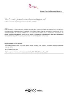 Un Conseil général saborde un collège rural - article ; n°1 ; vol.95, pg 67-79