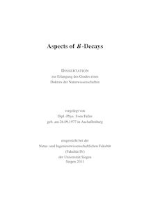Aspects of B-decays [Elektronische Ressource] / vorgelegt von Sven Faller