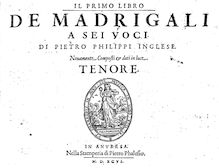 Partition ténor , partie seulement, Madrigali a 6 voci, 1596, Il Primo Libro de Madrigali a sei voci