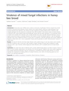 Virulence of mixed fungal infections in honey bee brood