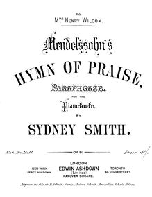 Partition complète, First Paraphrase on Mendelssohn s  Hymn of Praise , Op.81