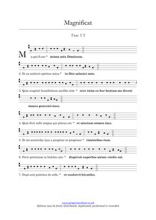 Partition Tone VI, Magnificat Tones, Gregorian Chant