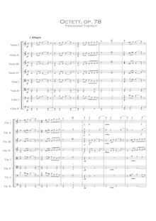 Partition , Allegro, corde Octet, Op.78, Octett für 4 Violinen, 2 Bratschen und 2 Violoncelle, Op. 78