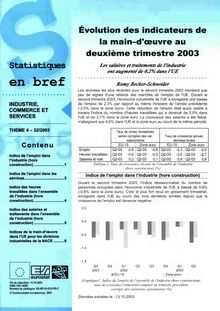 Évolution des indicateurs de la main-d Å“uvre au deuxième trimestre 2003